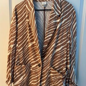Brown and White Zebra Striped Blazer